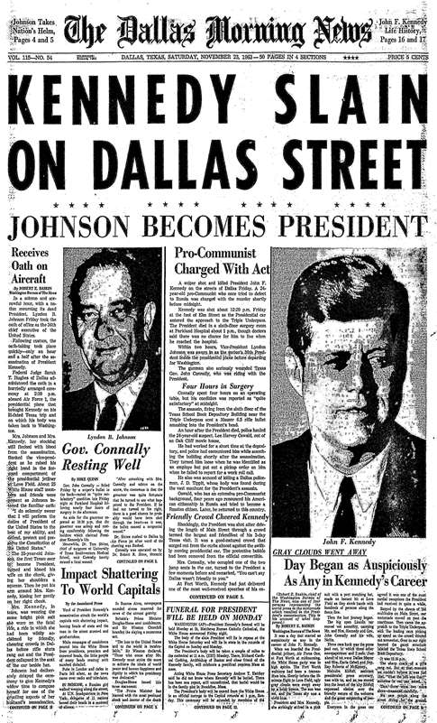 1963 Dallas Newspaper ASSASSINATION Of PRESIDENT JOHN F KENNEDY 